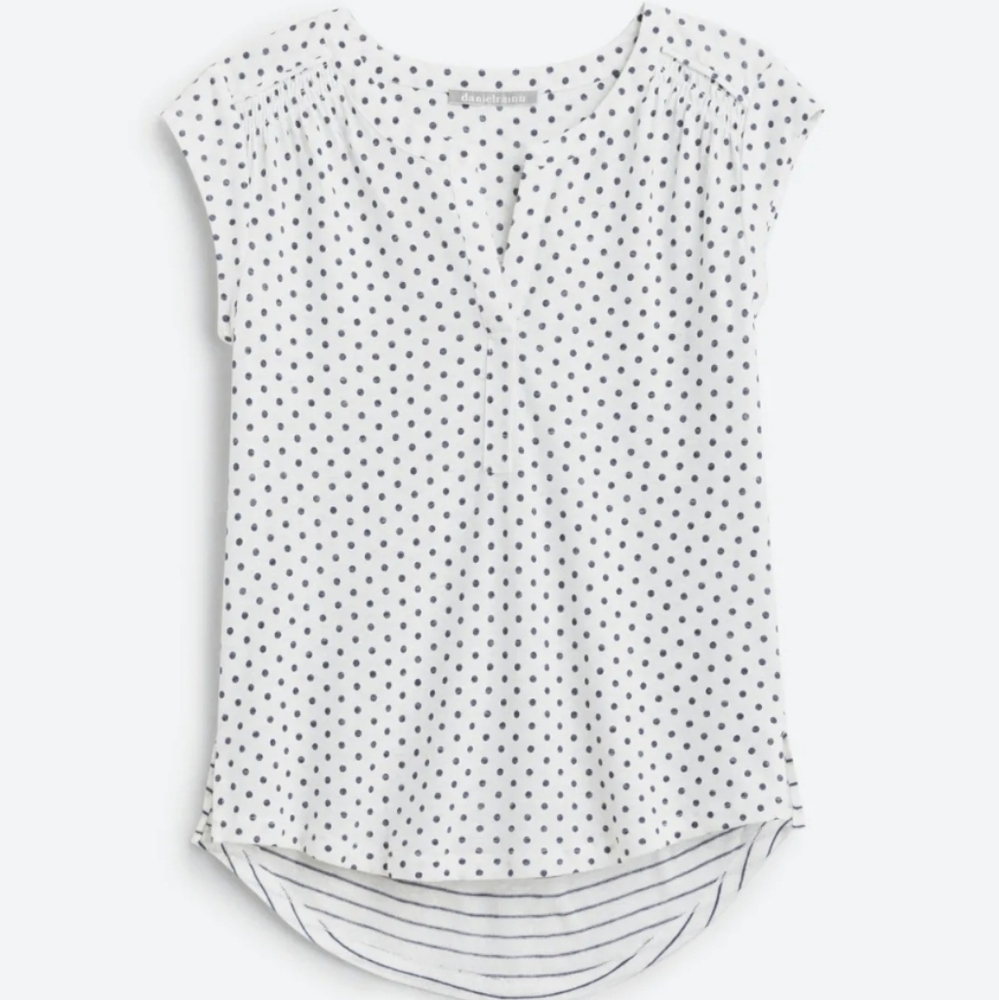 Polka Dot Cap Sleeve Top - Navy & White